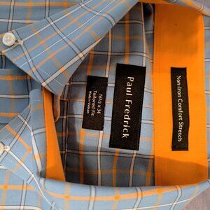 Paul Frederick Blue Dress Shirt, Like New 16-1/2/34